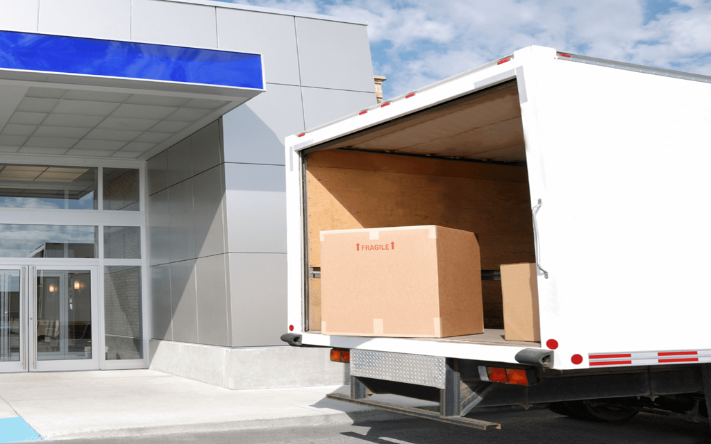 Moving truck and boxes